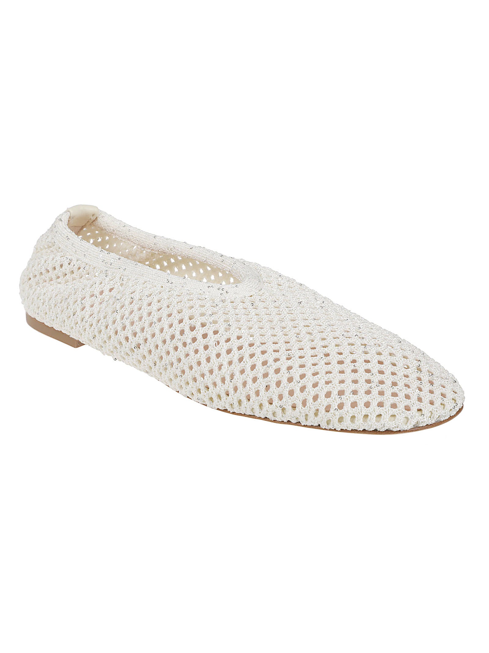 Delicate Mesh Knit Flats with Sequin Embellishments