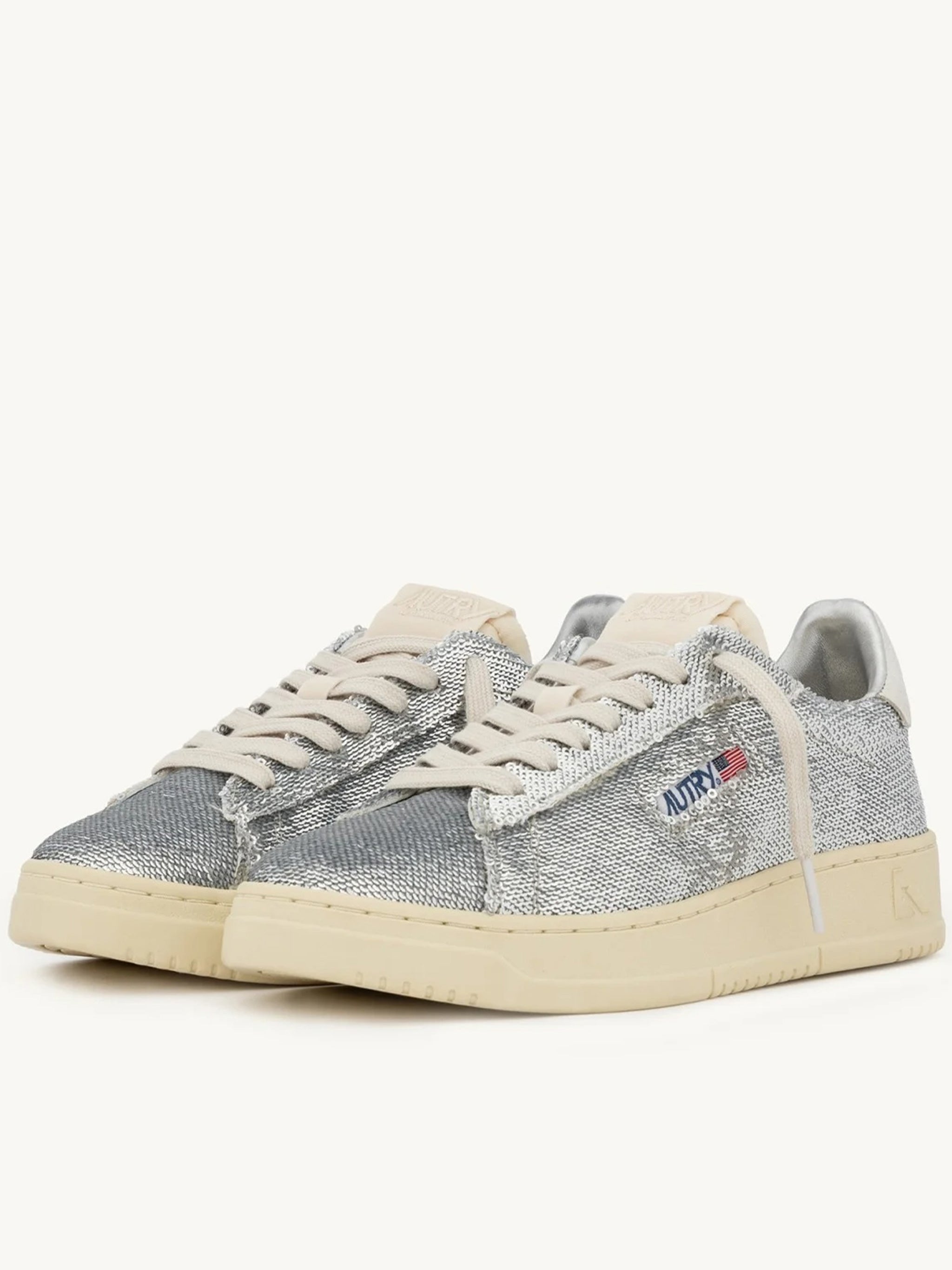Silver Dallas Low Sequin Sneakers
