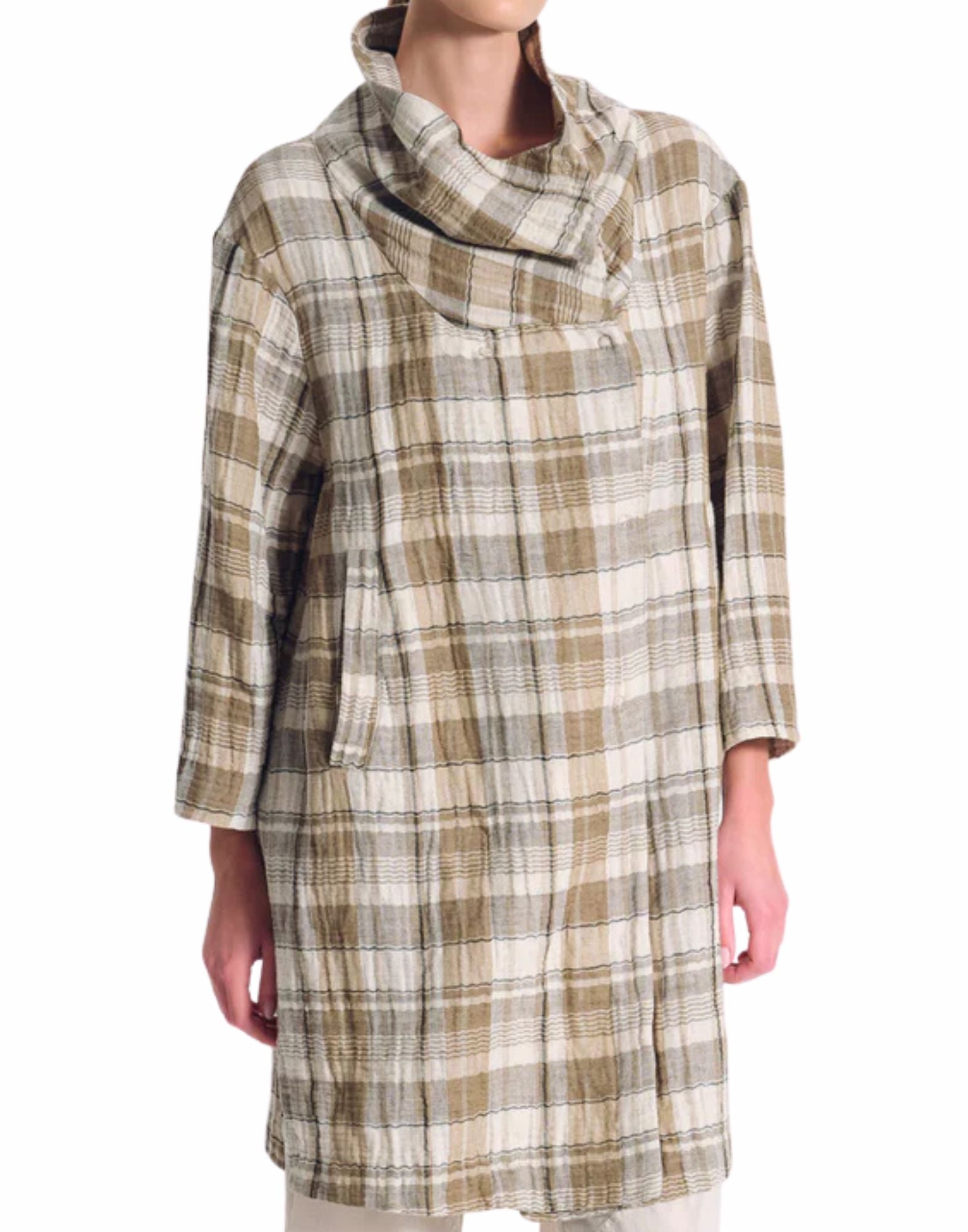 Women’s Checked Trench In Cotton And Linen Sand