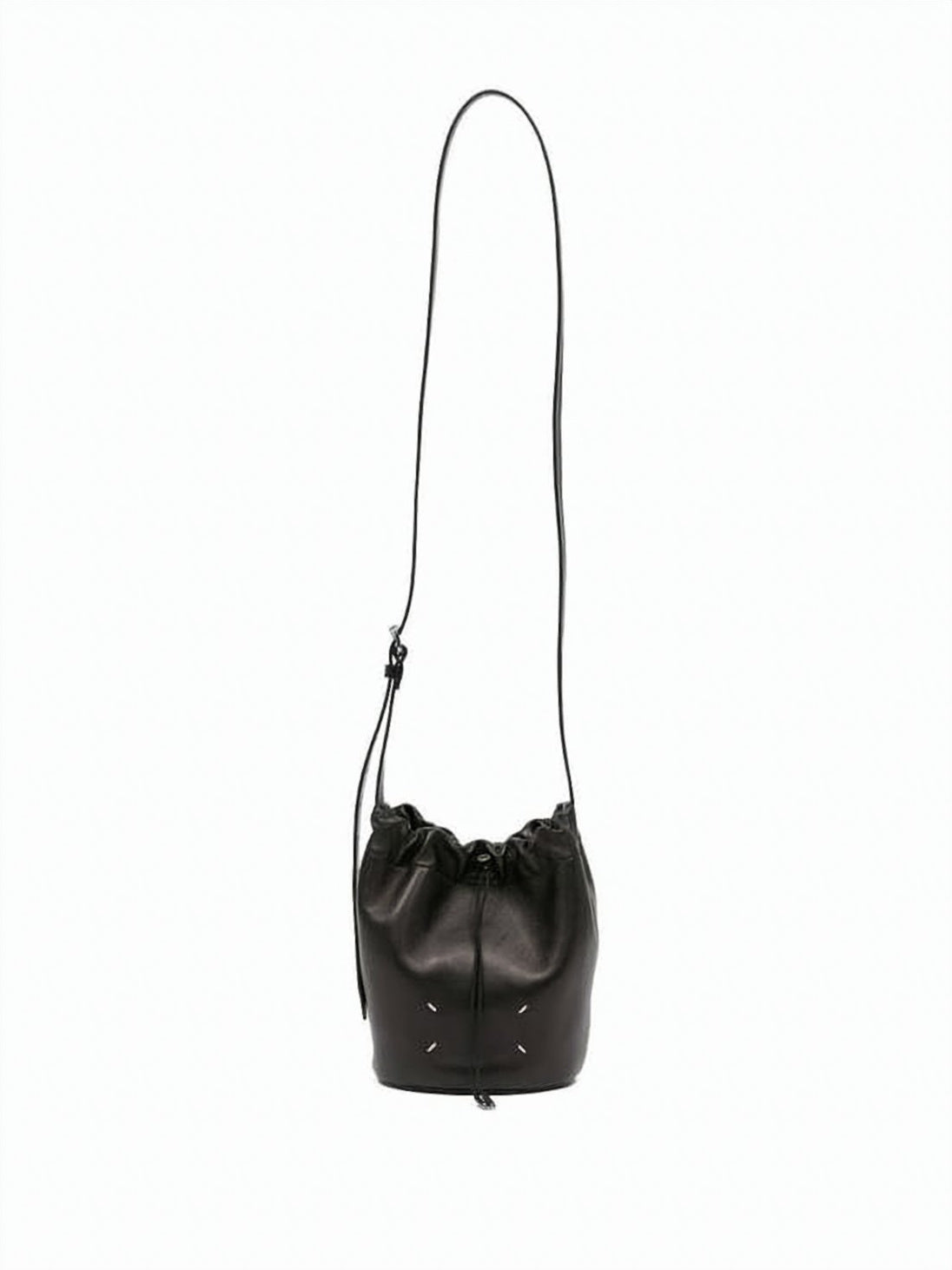 Bucket-Style Shoulder Bag with Drawstring Closure and Adjustable Strap