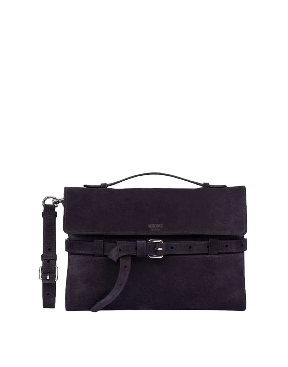 Calf Leather Clutch with Silver Buckle