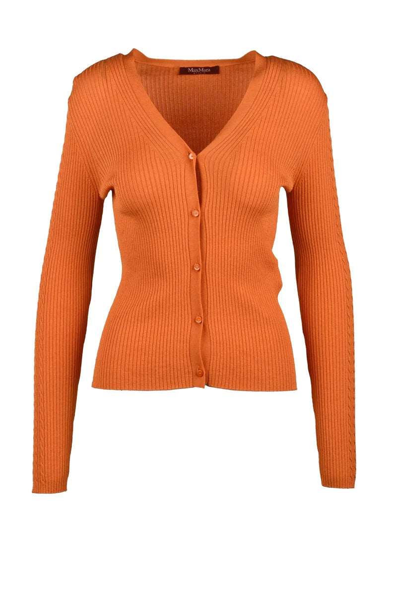 Ribbed Cardigan - Orange