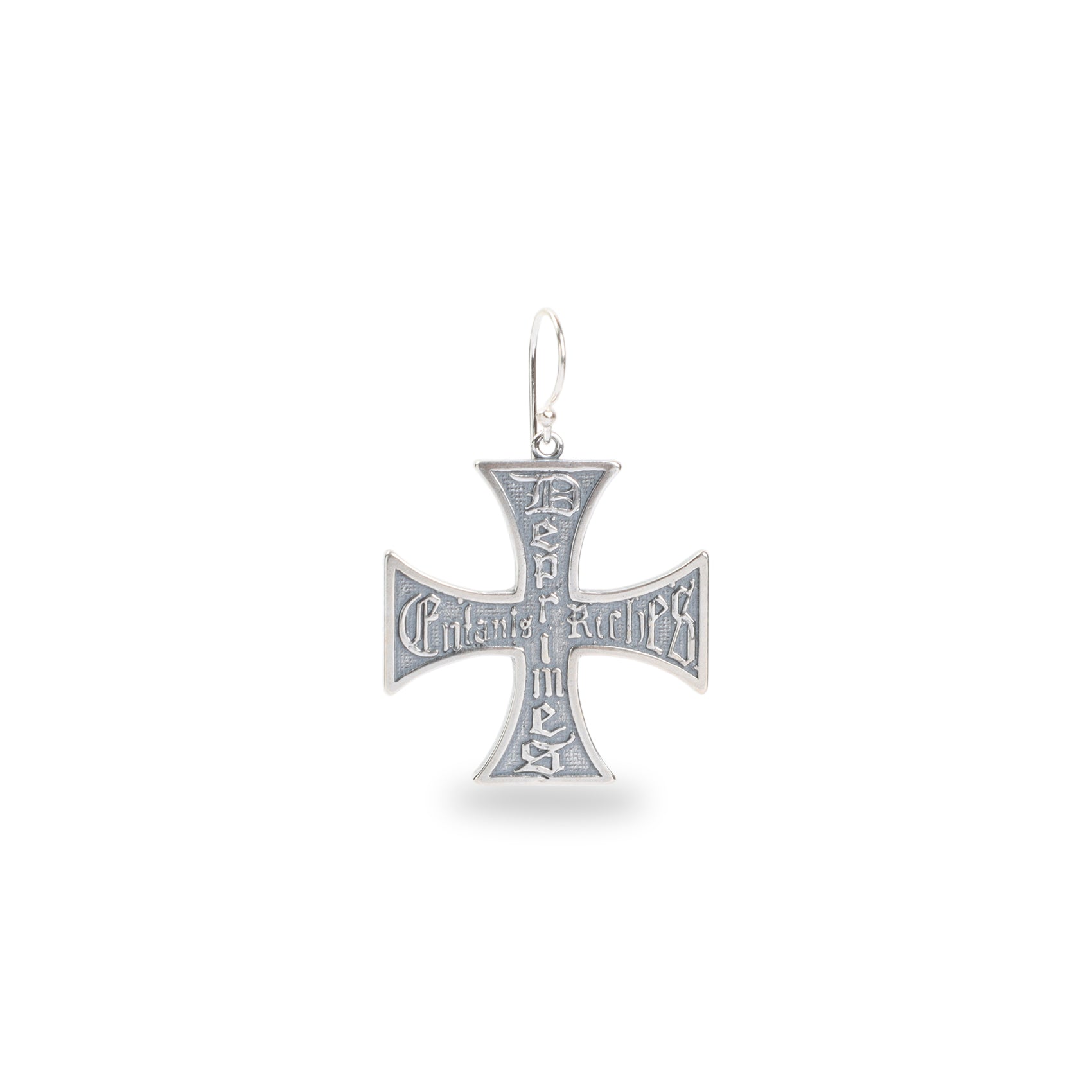 Intricately Engraved Sterling Silver Cross Earrings
