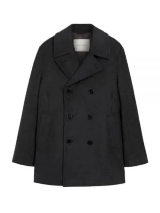 Double-Breasted Black Wool-Cashmere Mackintosh Coat