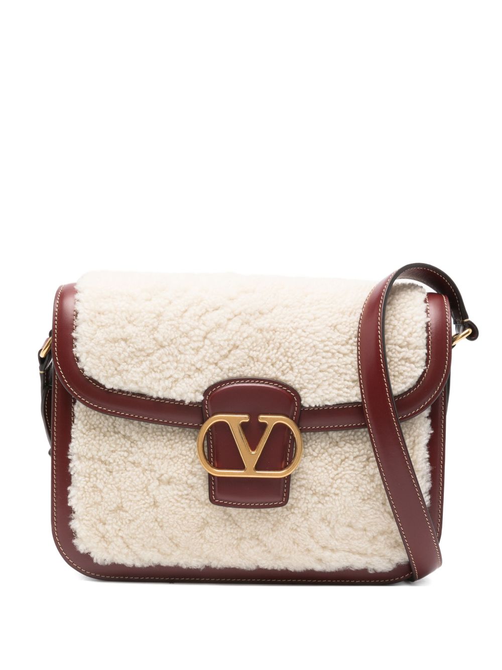 Structured Shearling And Leather Shoulder Bag