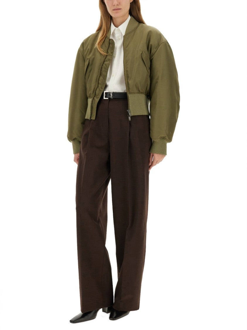Cropped Voluminous Nylon Bomber Jacket
