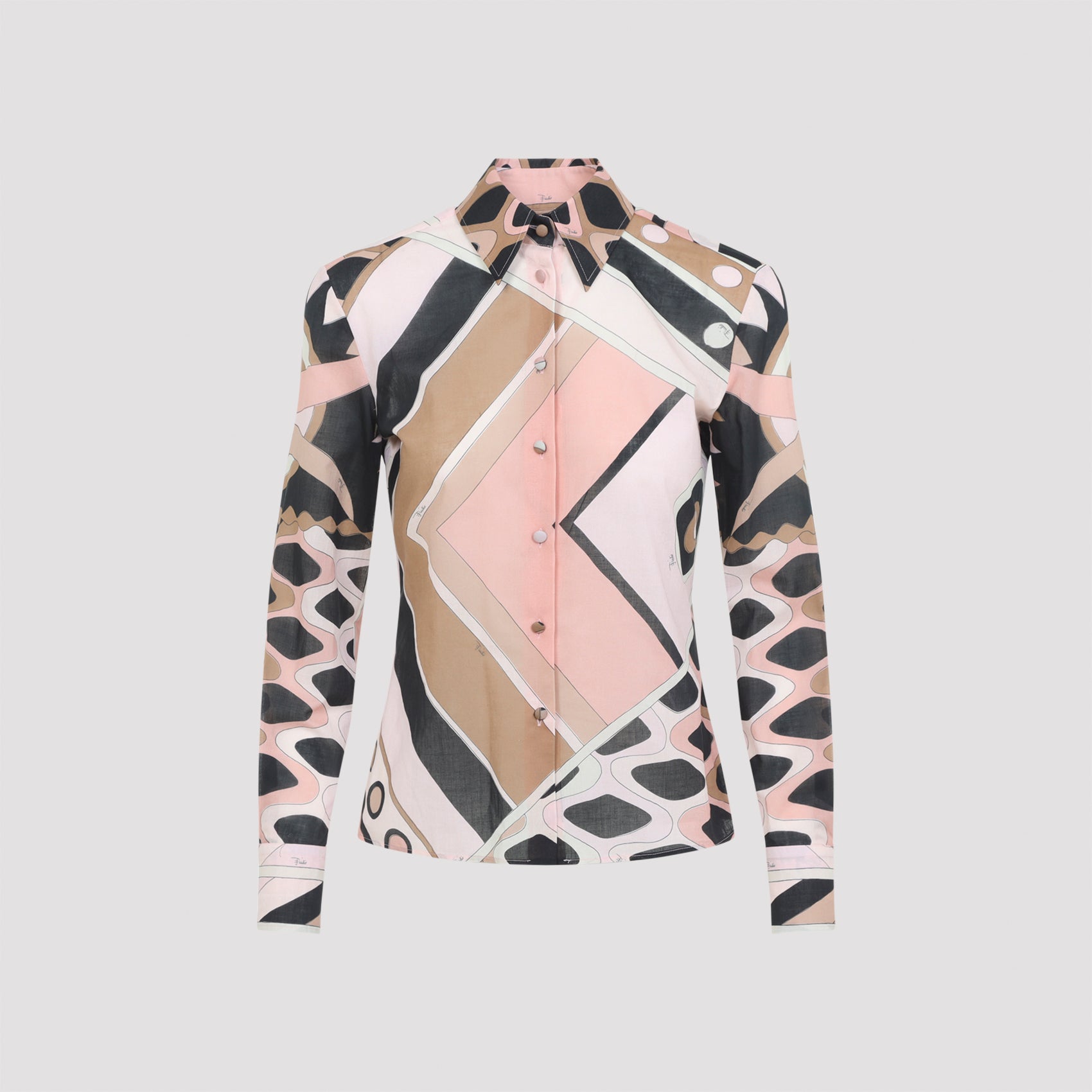 Multicolour Cotton Shirt with Geometric Pattern