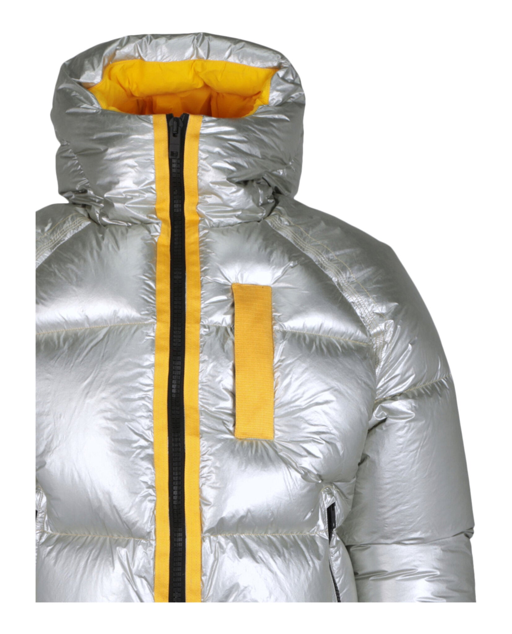 Laminated Hooded Zip-Up Puffer Jacket