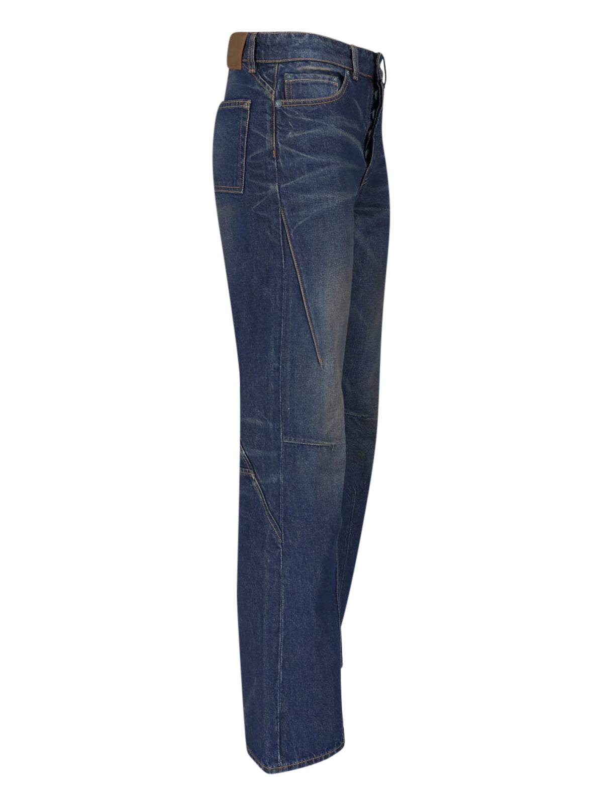 Blue Flared Faded Denim Jeans
