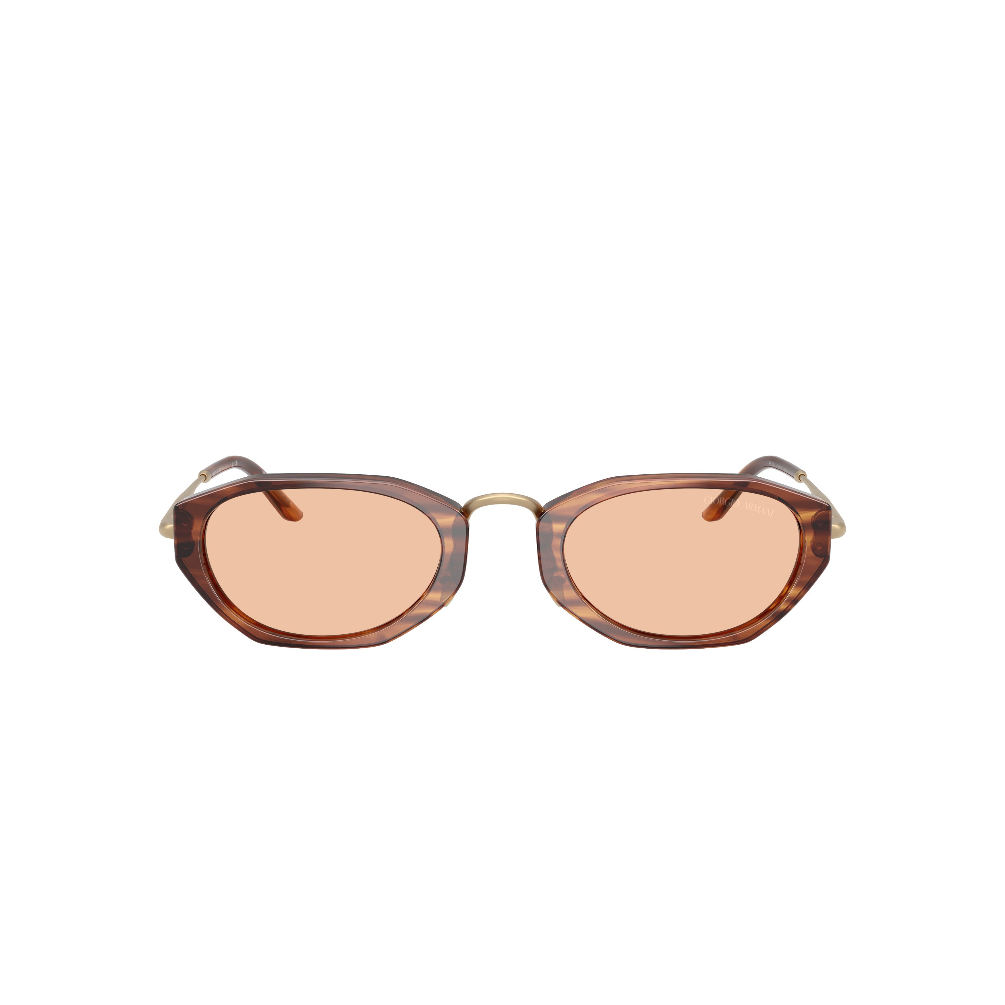 0ar8242 Angular Geometric Sunglasses with Translucent Brown Frame