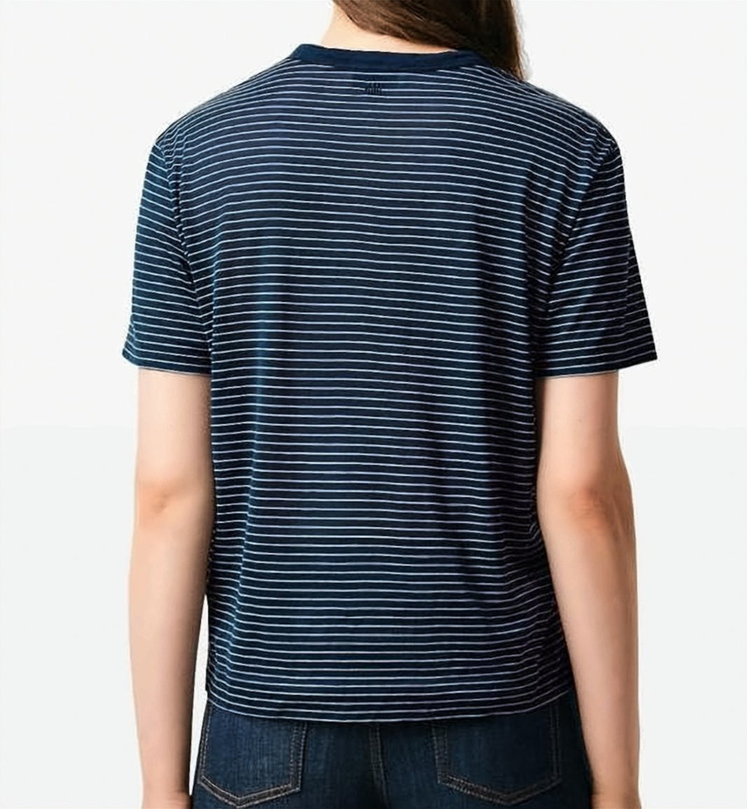 Navy Blue Relaxed Striped Heart T-Shirt