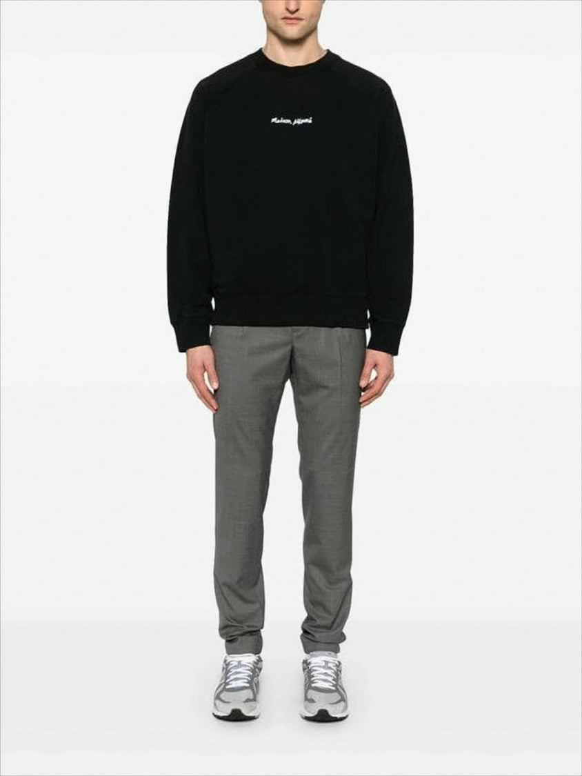 Black Long-Sleeve Sweatshirt with Embroidered Logo