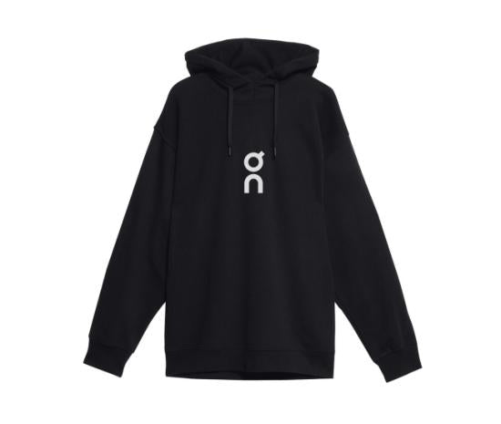 Relaxed Fit Black Hoodie with Drawstring and Logo