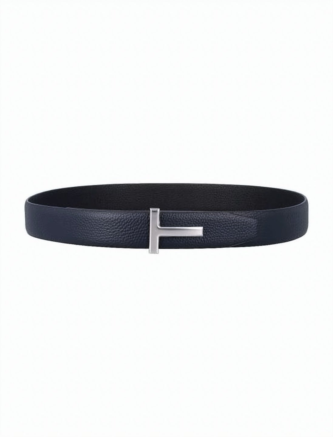 Reversible Buckle T Belt In Textured Calfskin