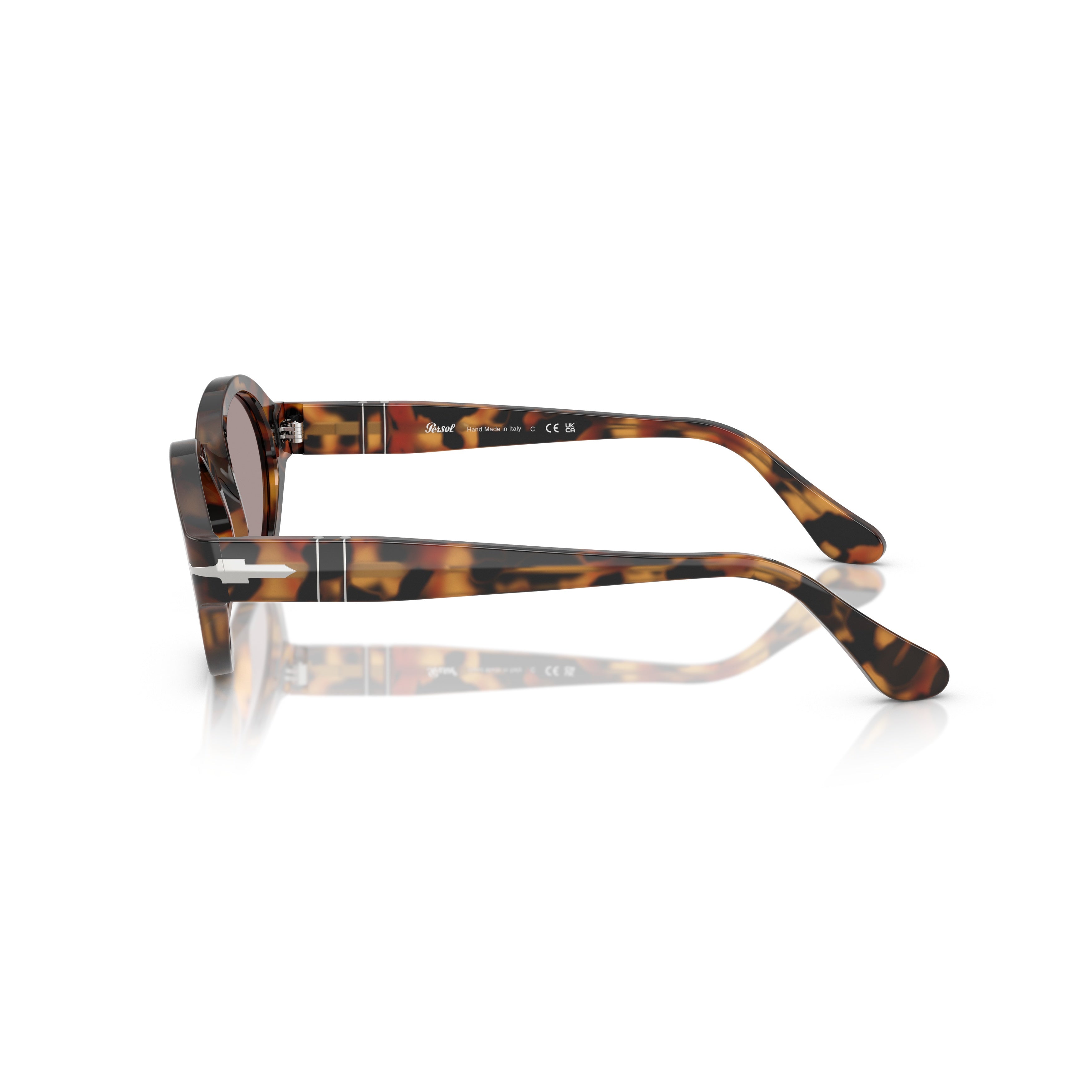 0po3378s Tortoiseshell Oval Sunglasses with Metallic Detail