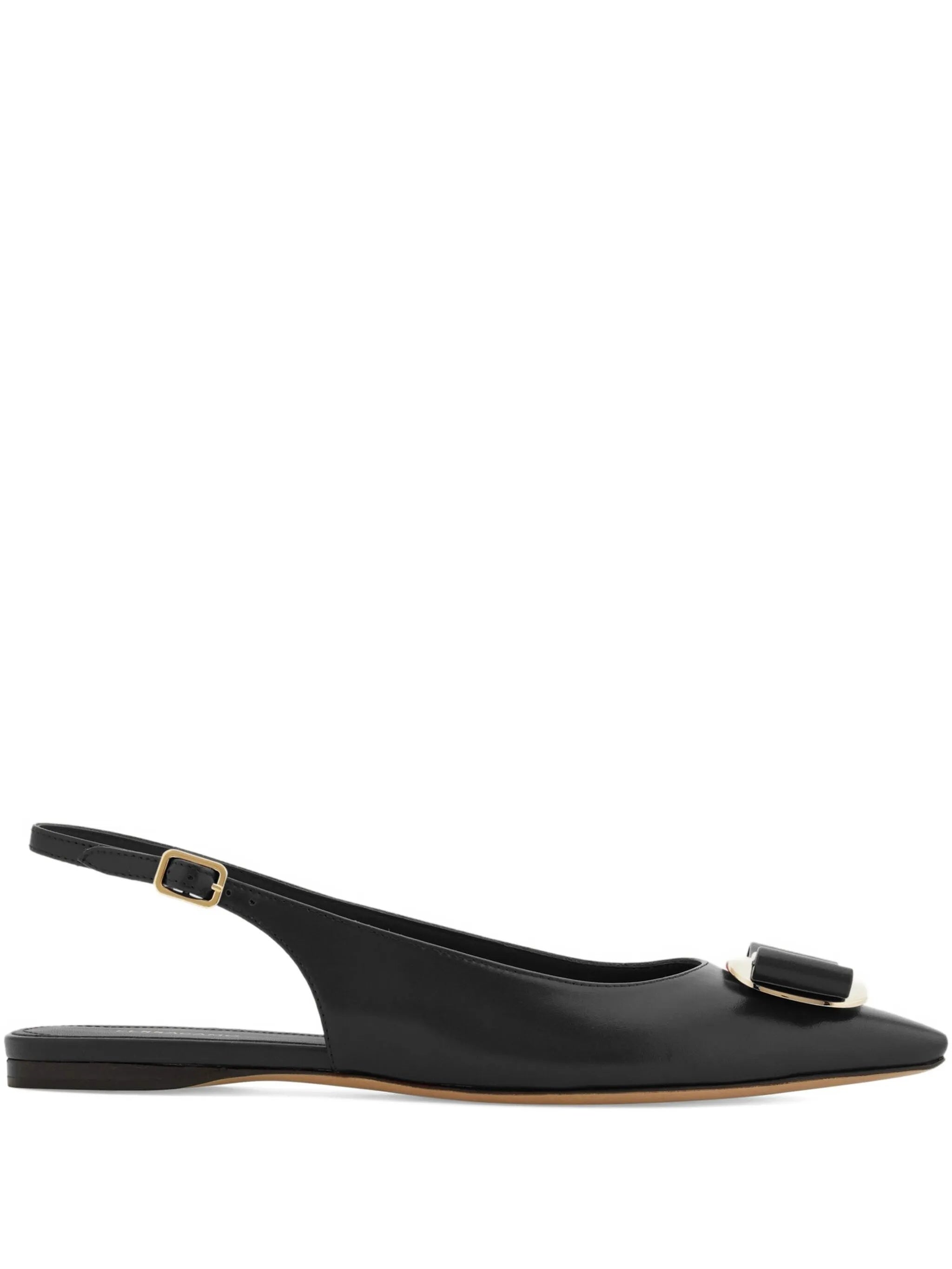 Black Zelmy Pointed Toe Slingback Ballerinas