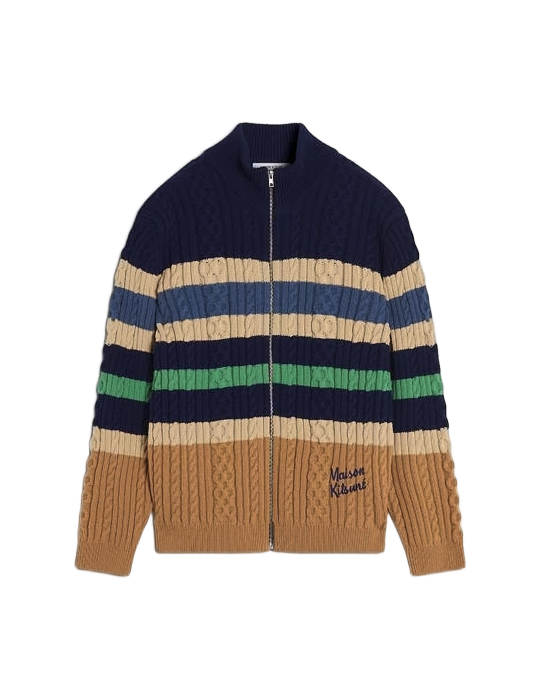 Textured Zip-Up Cardigan with Ribbed Detailing