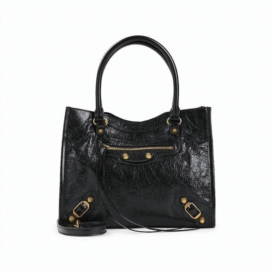 Textured Lambskin Shoulder Bag with Structured Silhouette