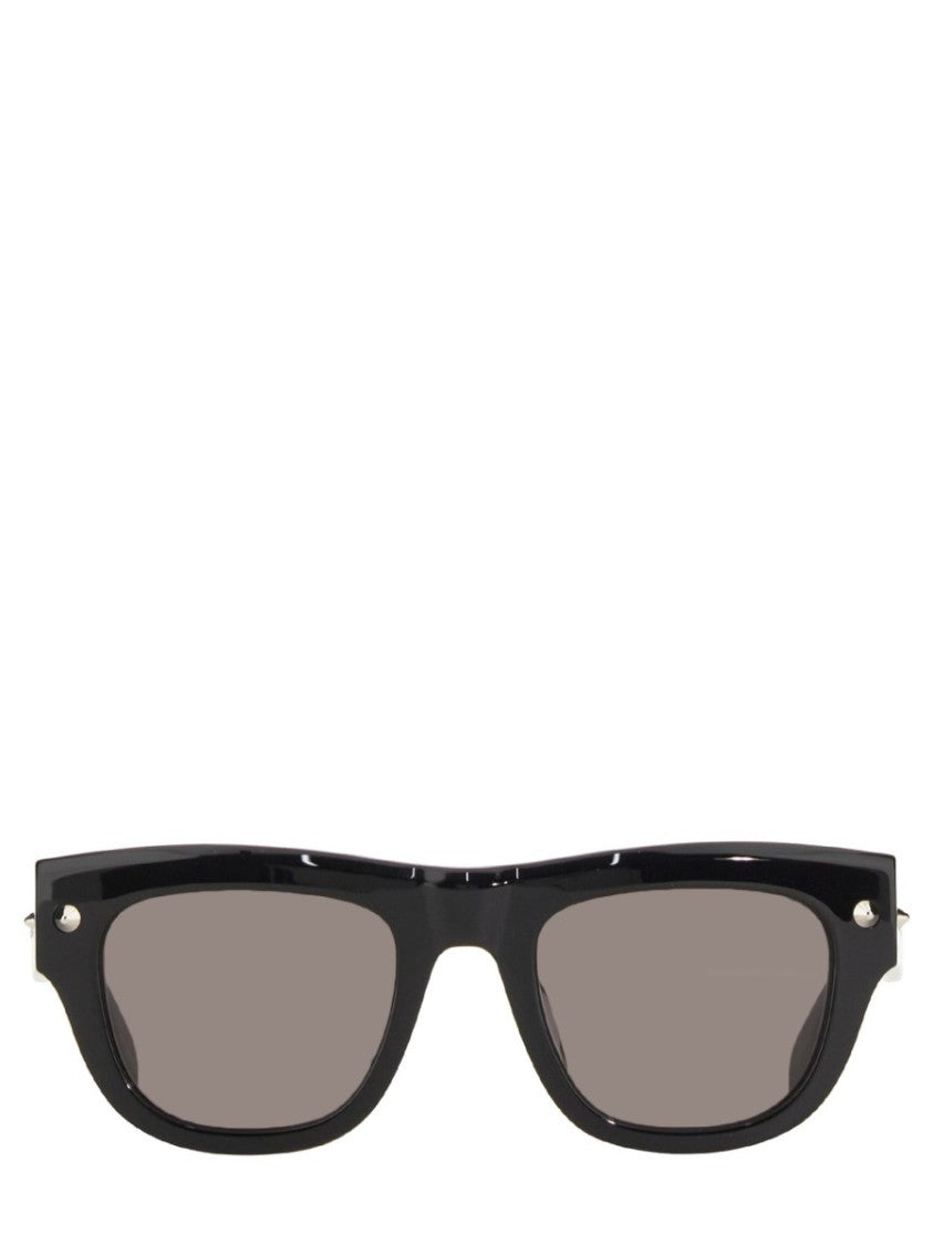 Angular Black Acetate Sunglasses With Glossy Finish