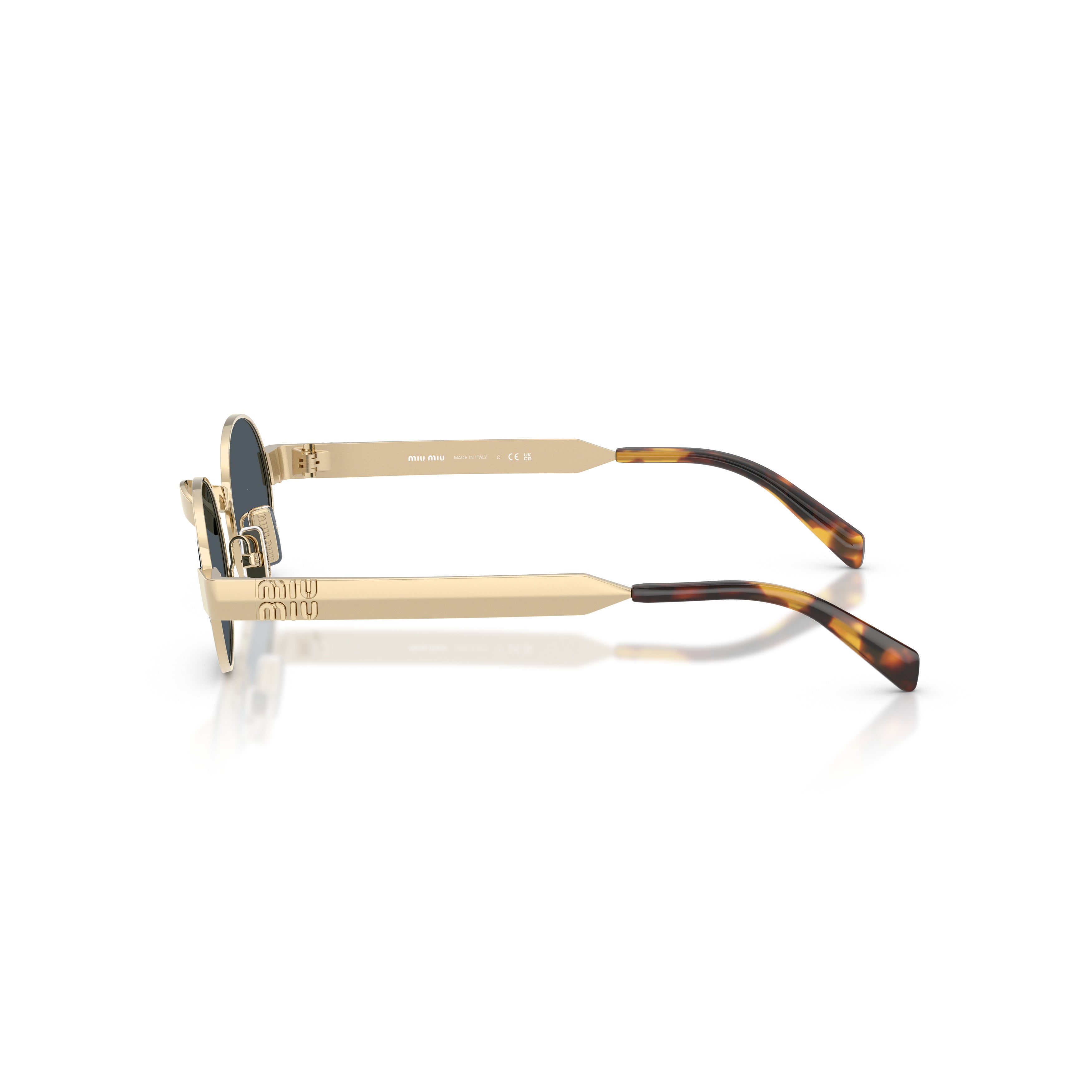 0mu B51s Oval Gold-Toned Metal Sunglasses