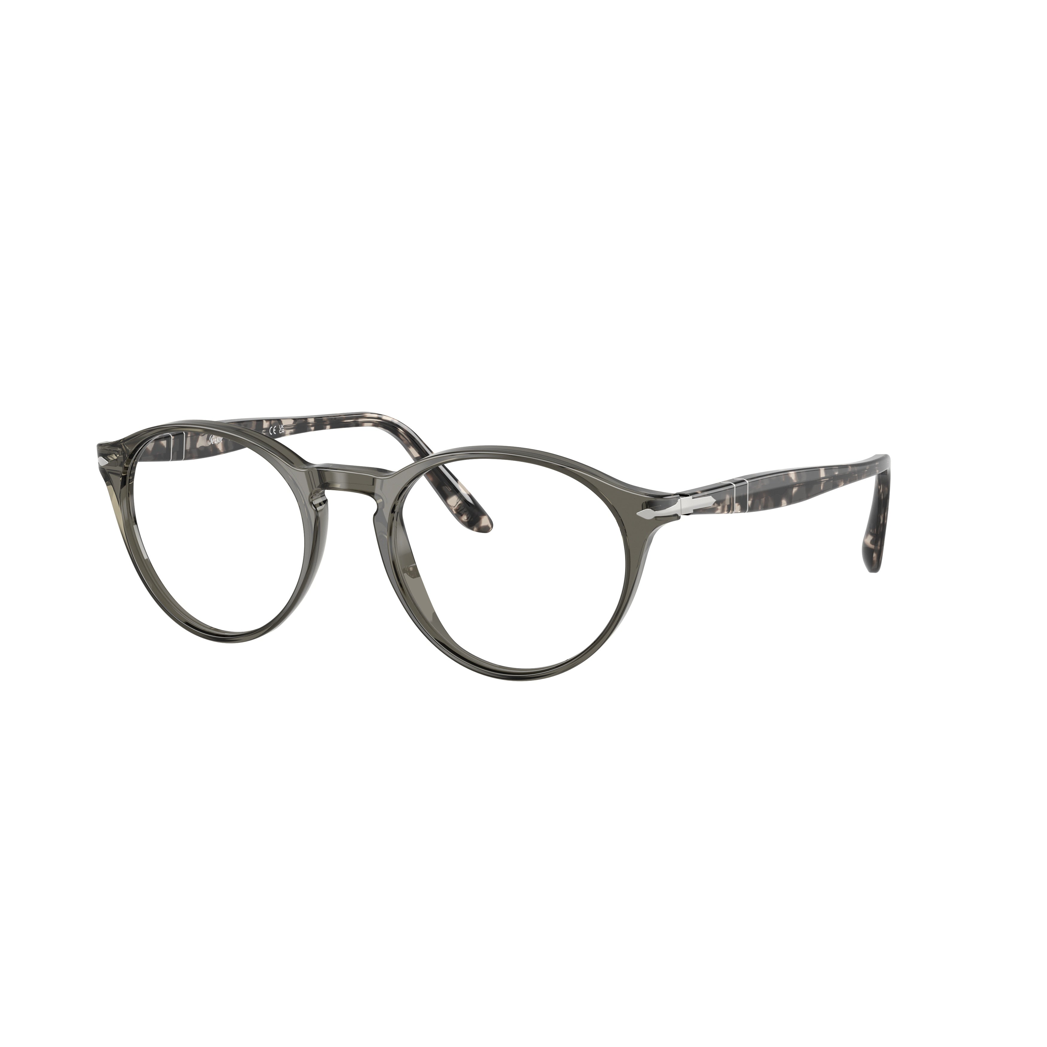 0po3092v Rounded Acetate Eyeglasses with Patterned Temples