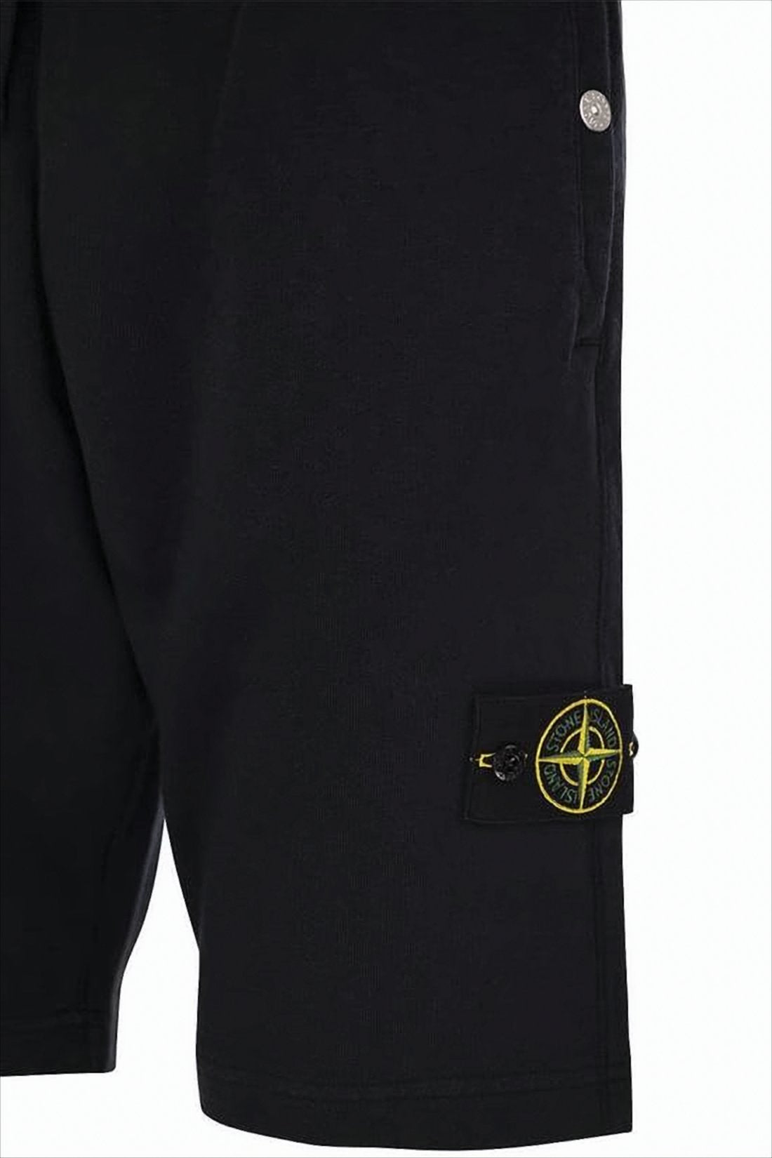 Black Cotton Shorts with Adjustable Waistband