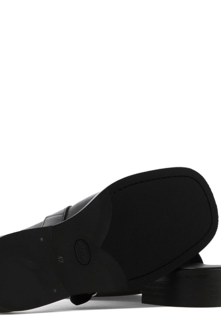 Leather Mule with Silver Buckle