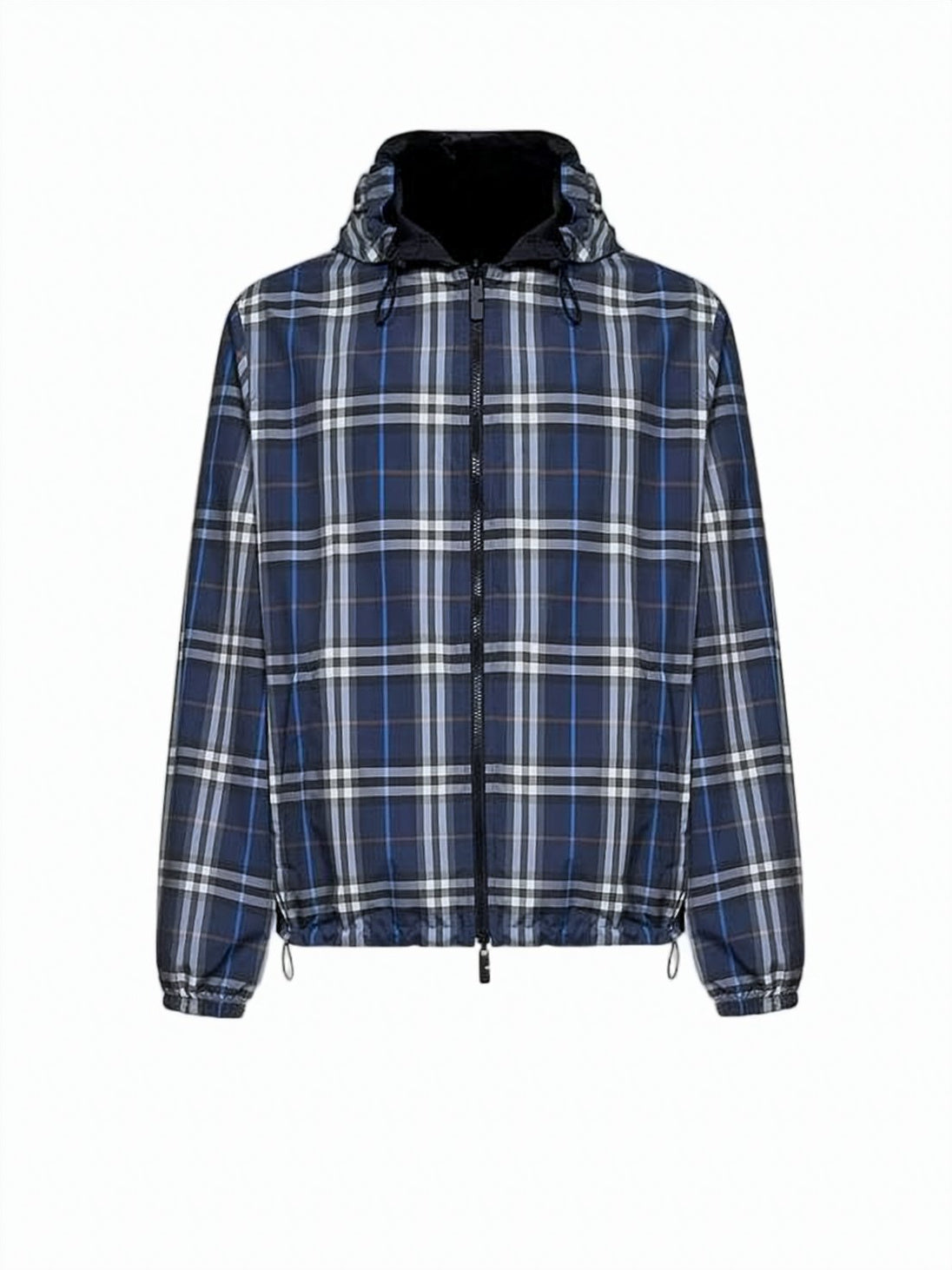Checkered Lightweight Jacket with Drawstring Hood