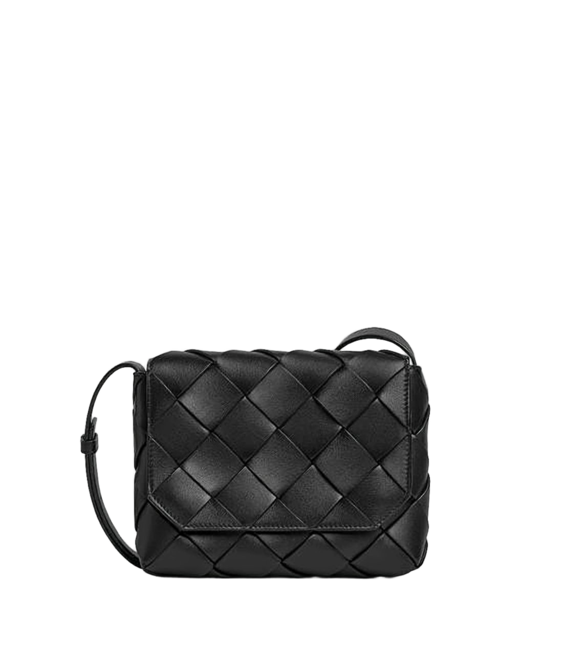 Compact Black Calf Leather Crossbody Bag
