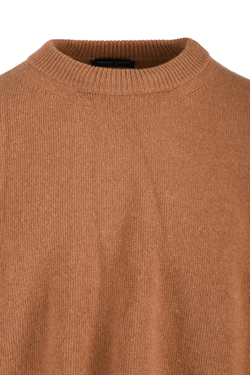 Crew Neck Sweater Wool Cashmere - Brown