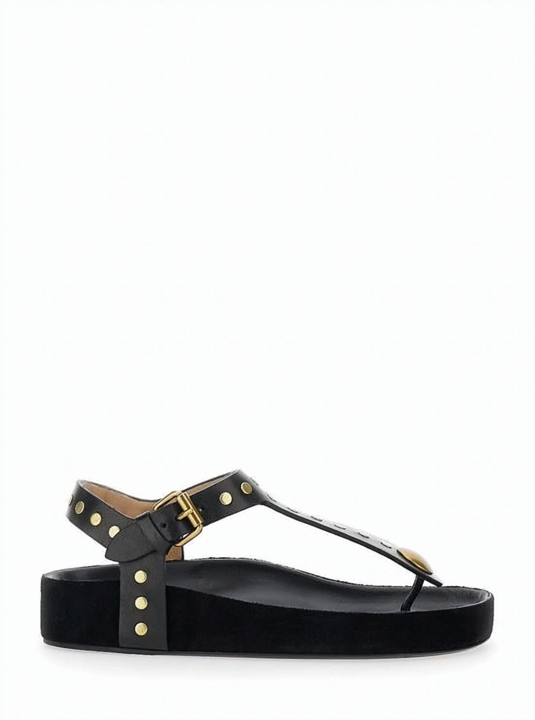 T-Strap Black Leather Sandal