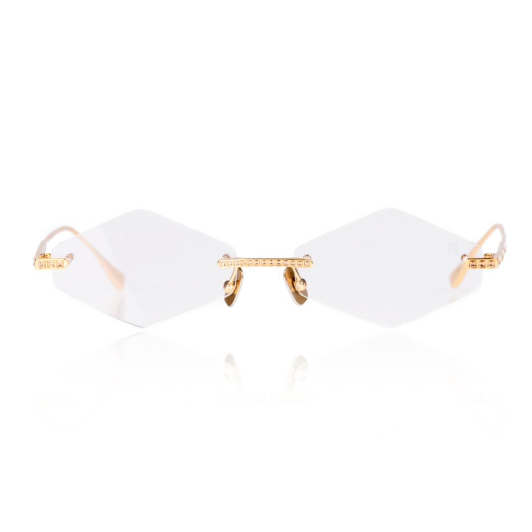 Crystal Optical 2.0 - Triangle Rimless Triangle Sunglasses with Gold-tone Bridge