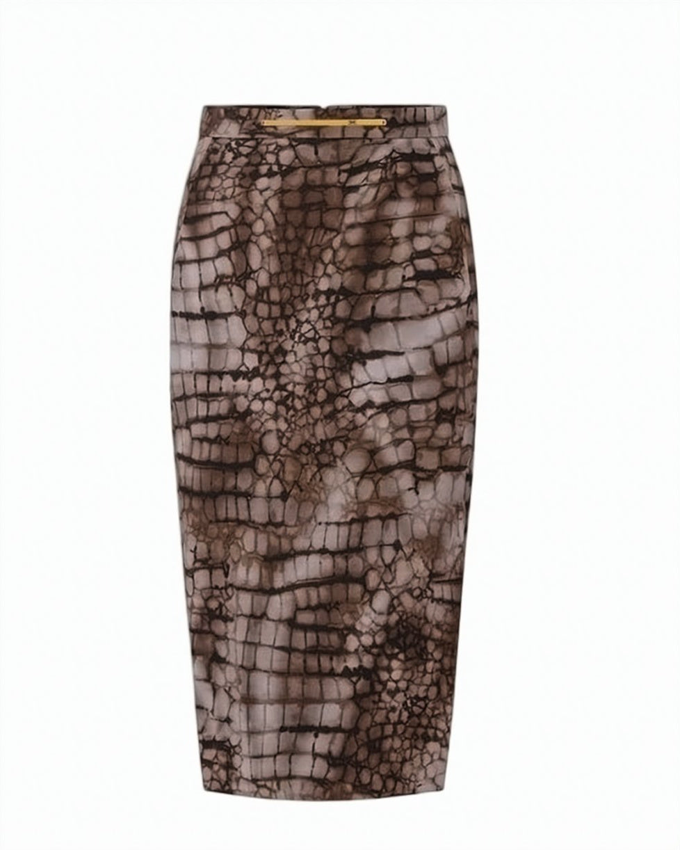 Alligator Print Jersey Midi Skirt