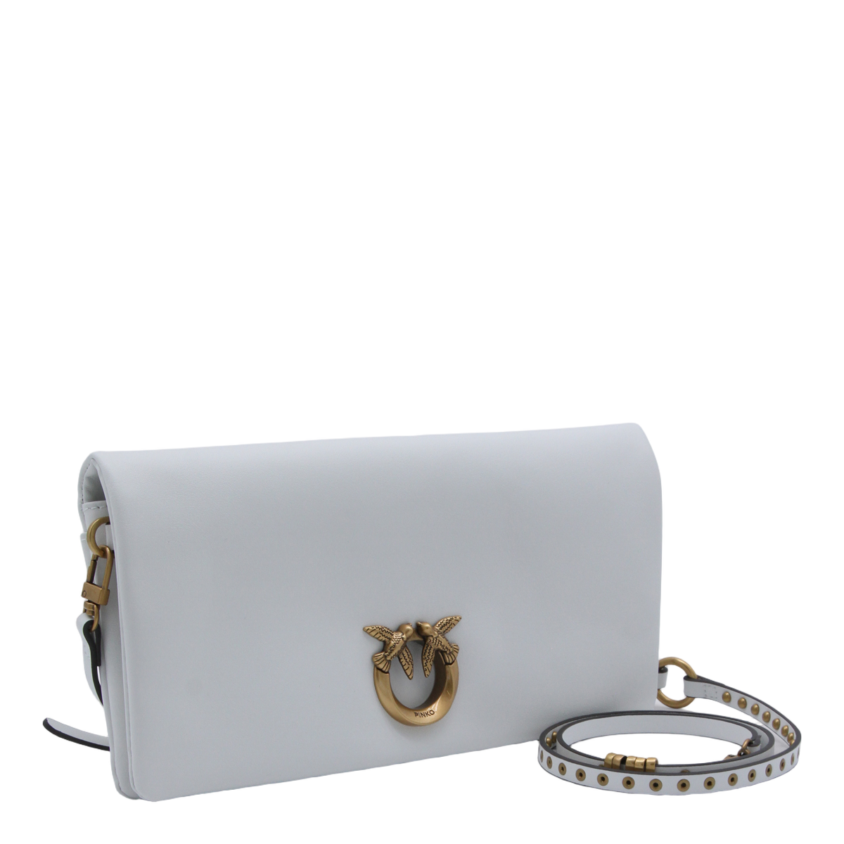 Rectangular White Bag with Gold-tone Clasp