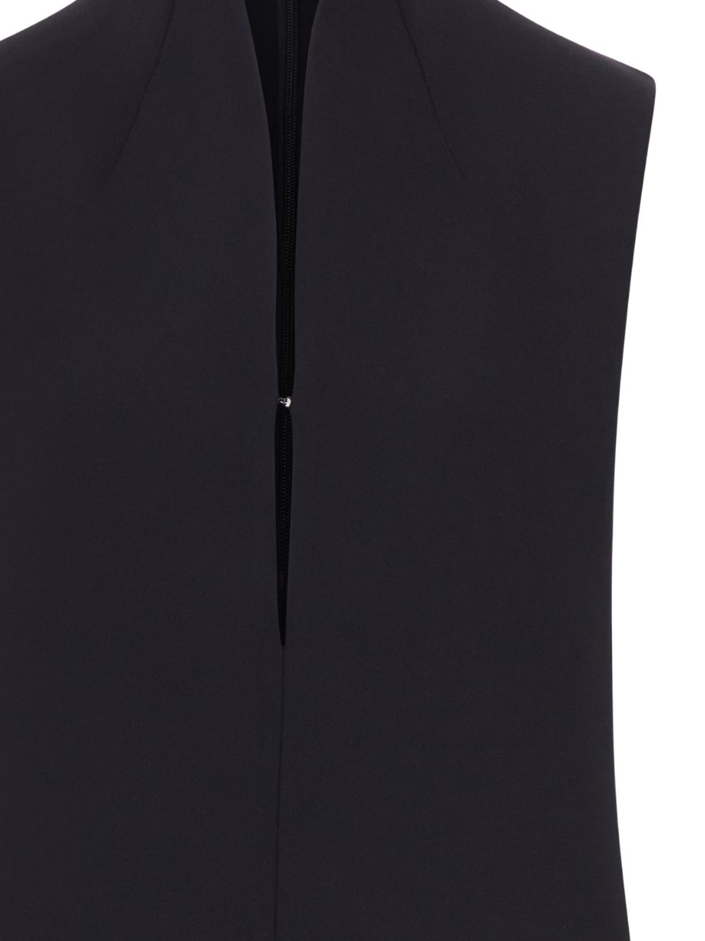 Asymmetrical Hem Top with Sculptural Stand-Up Collar