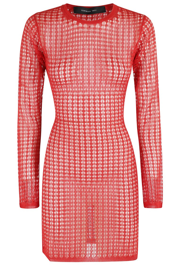 Mini Dress With Wide-Knit Stretch Fabric