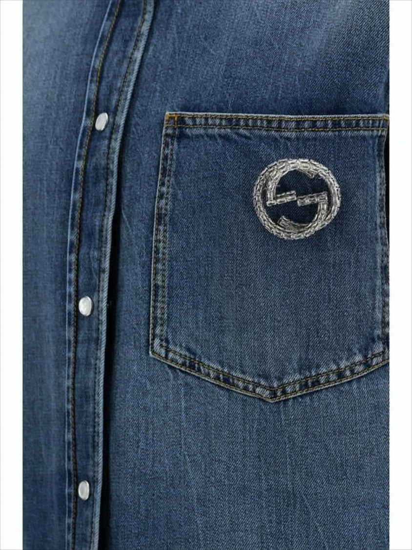 Denim Shirt with Button-Down Front