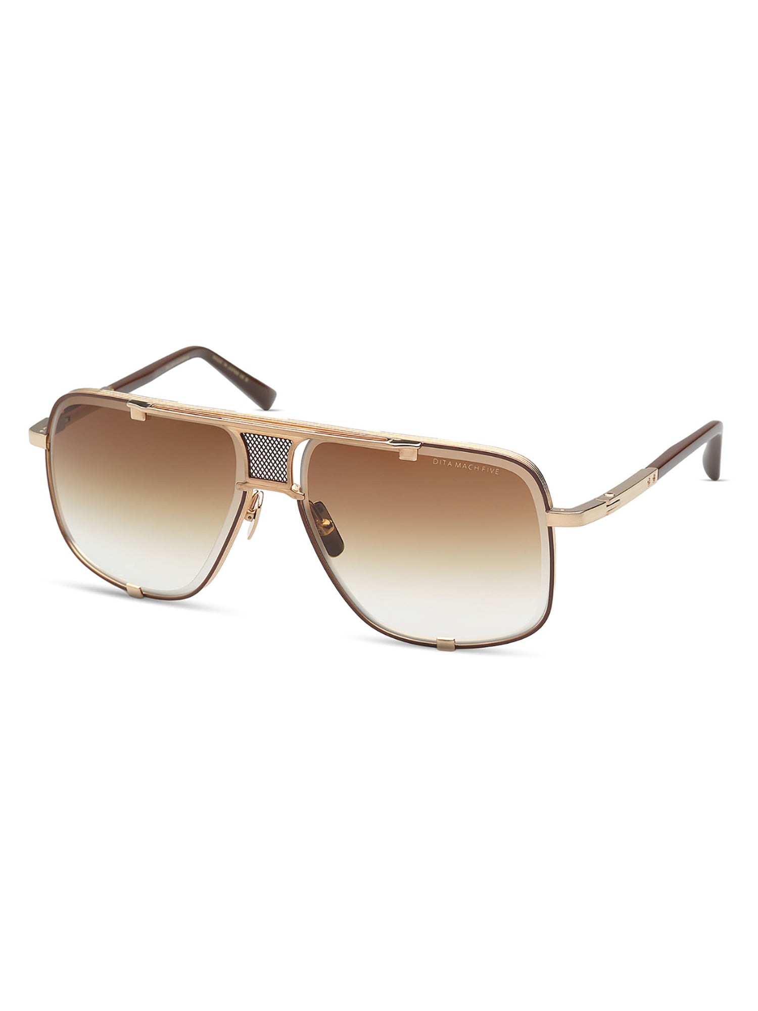 Gold Metal Rectangular Sunglasses