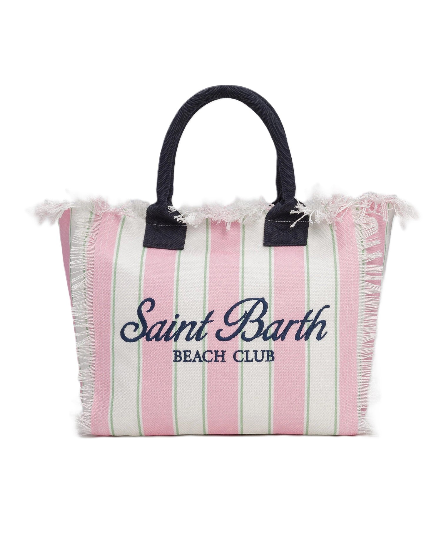 Spacious Vertical Striped Tote Bag with Embroidered Accent