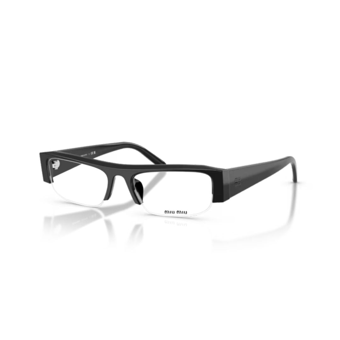 0mu B07s Semi-Rimless Black Acetate Eyeglasses
