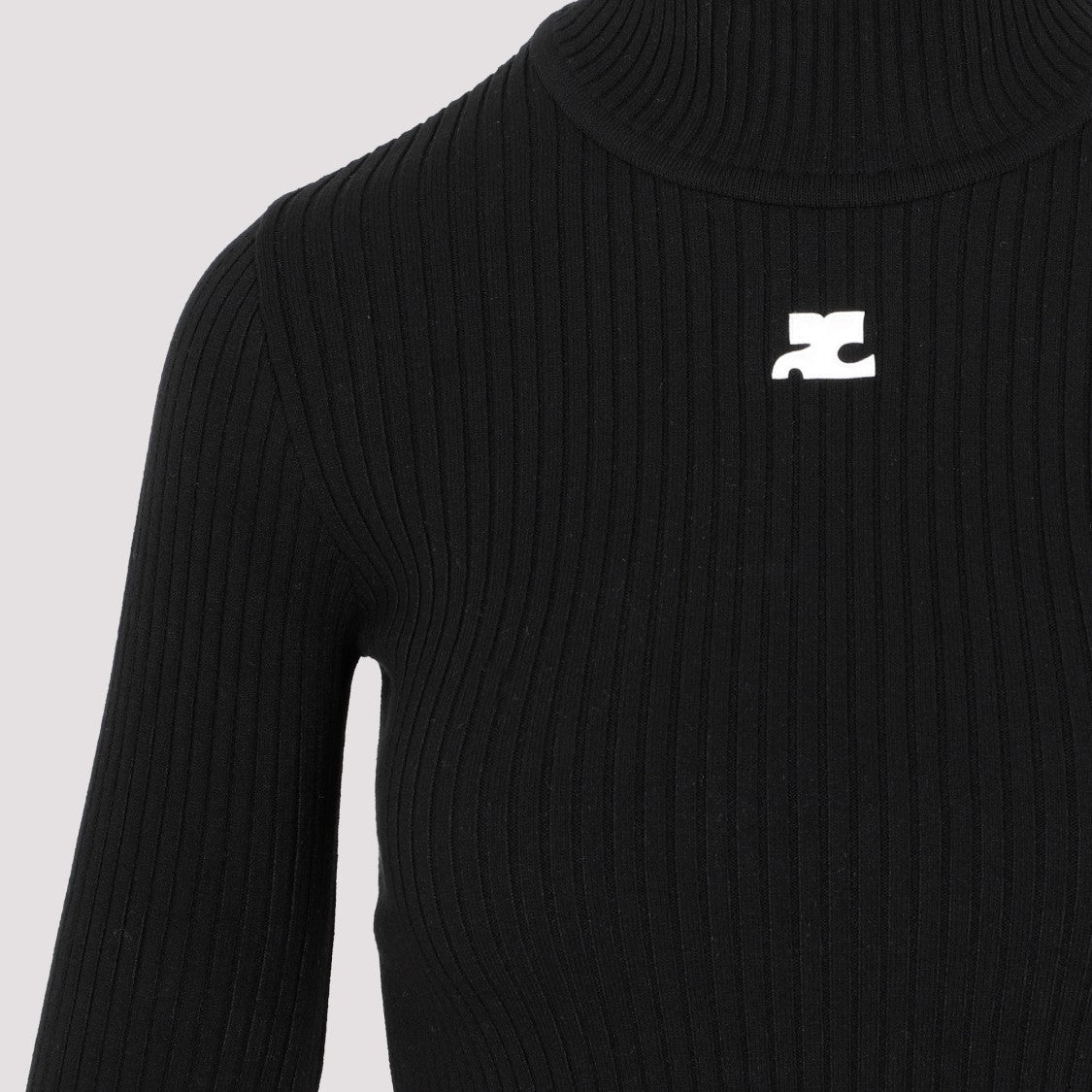 Black Ribbed Jumper with Roll Neck