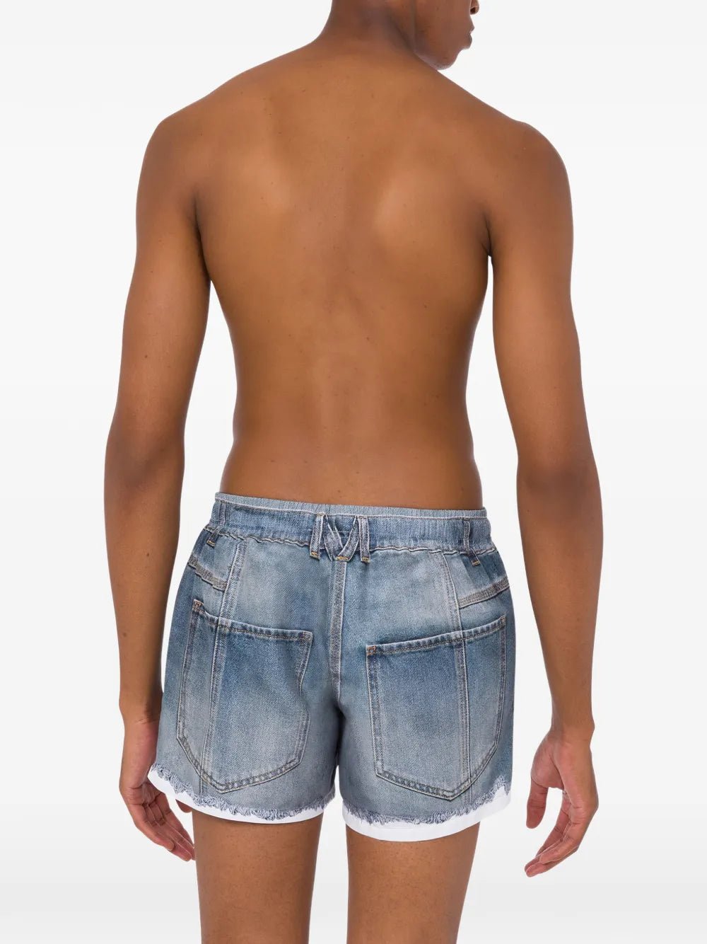 Faded Blue Casual Shorts With Distressed Hem