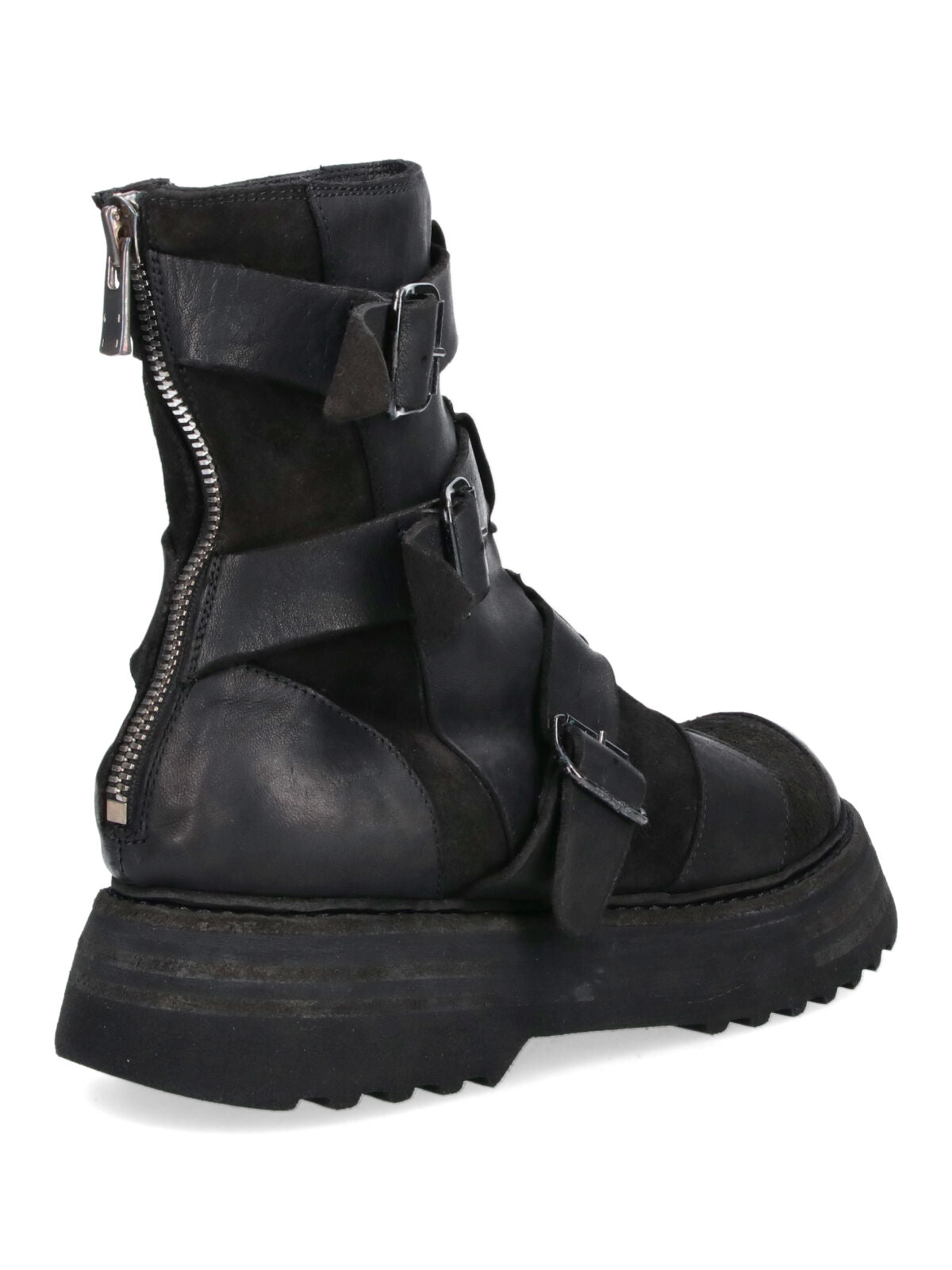 Black Rugged Buckle Strap Boots