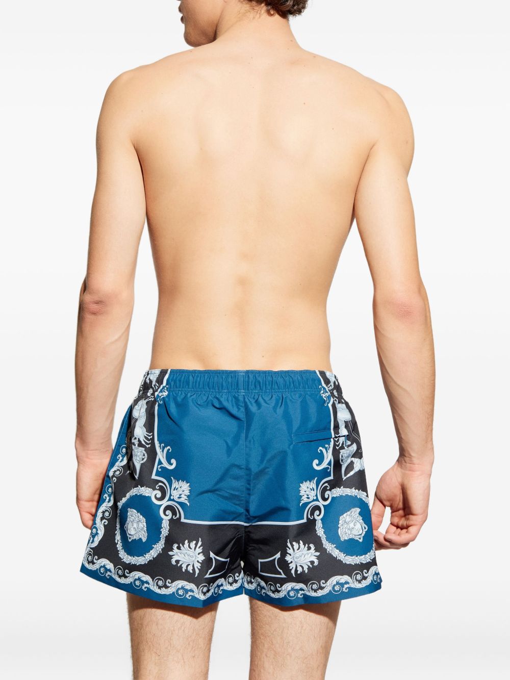 Ornamental Print Swim Shorts With Drawstring Waist