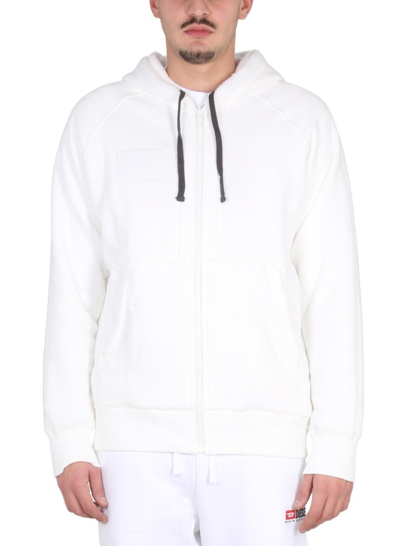 White Hooded Sweatshirt With Relaxed Fit