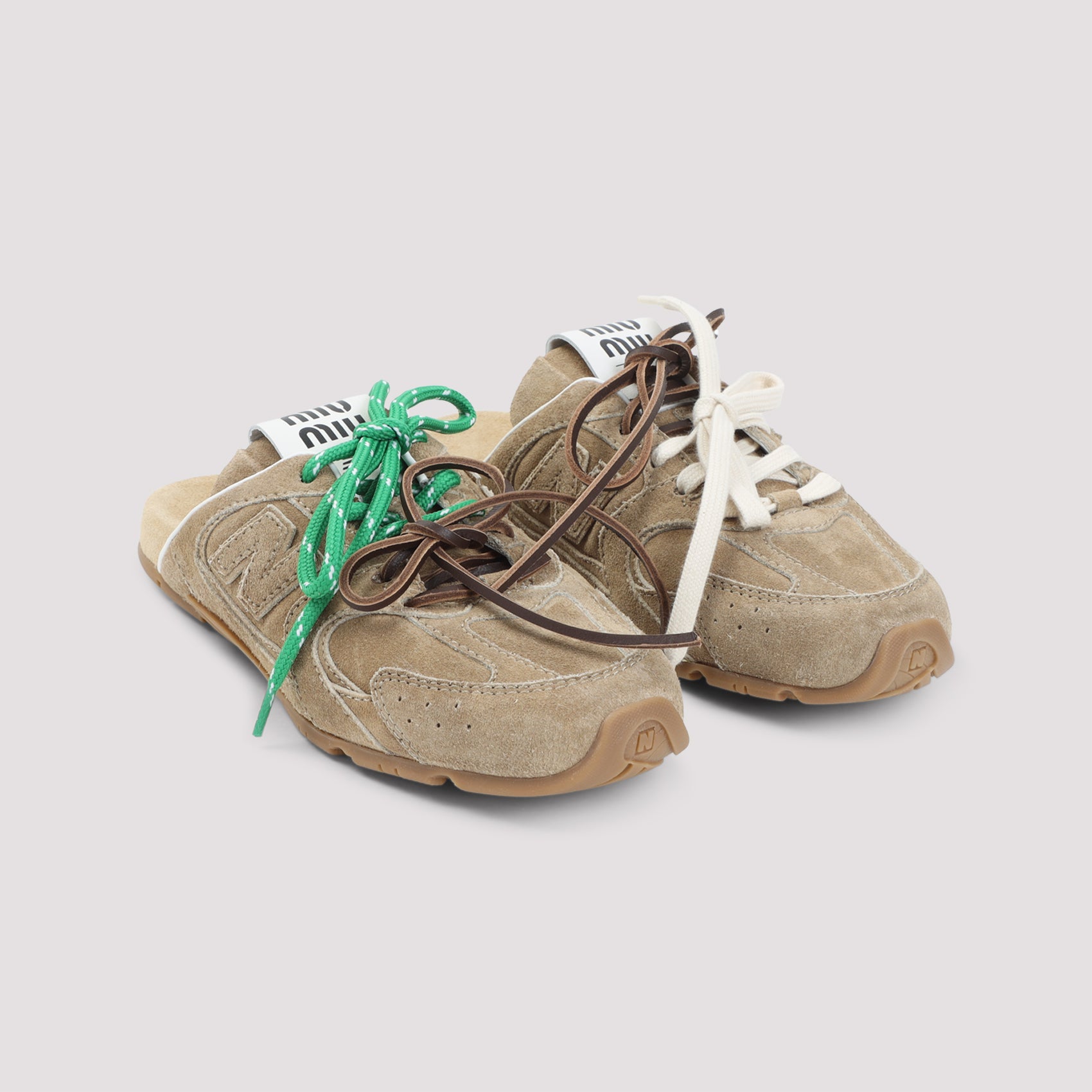 Slip-On Sneakers in Leather with Decorative Laces
