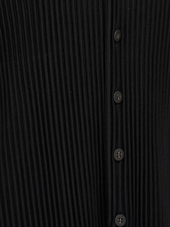 Deep V-Neck Pleated Vest With Button-Down Front