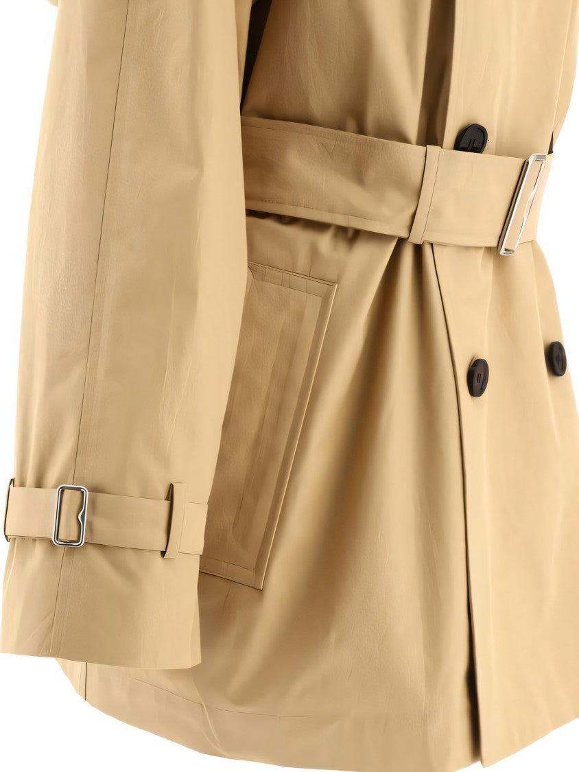 Classic Double-Breasted Trench Coat With Belted Waist