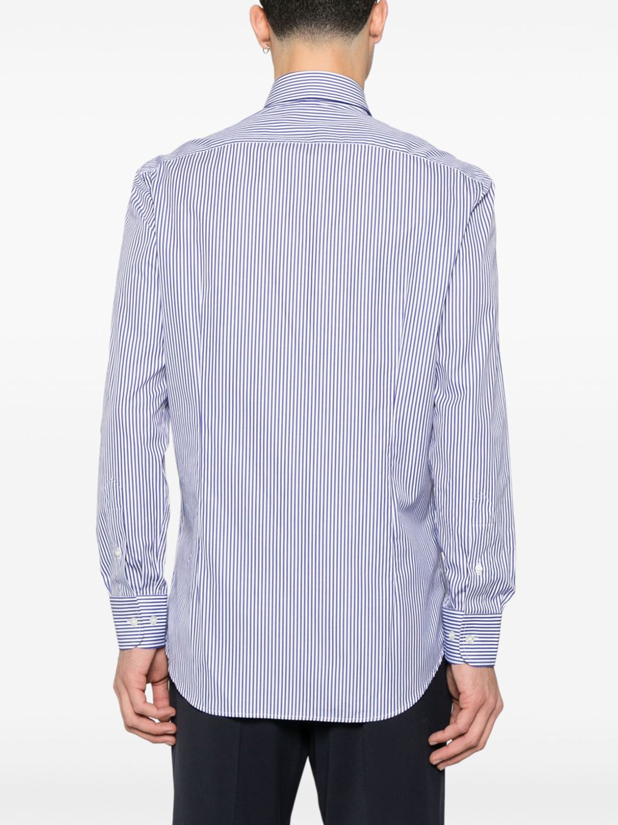 Blue Roma Logo Bd Vertical Stripe Shirt