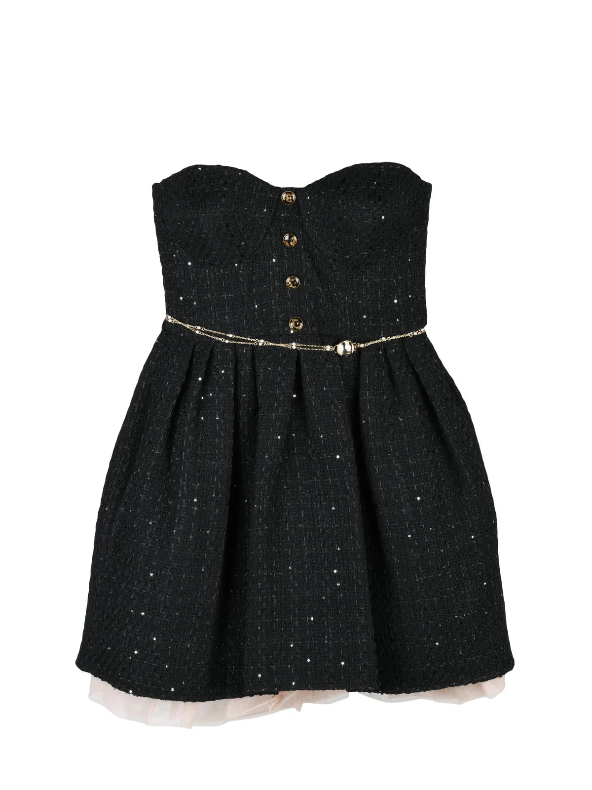 Black Cotton Acrylic Polyester Viscose Polyamide Women Dress